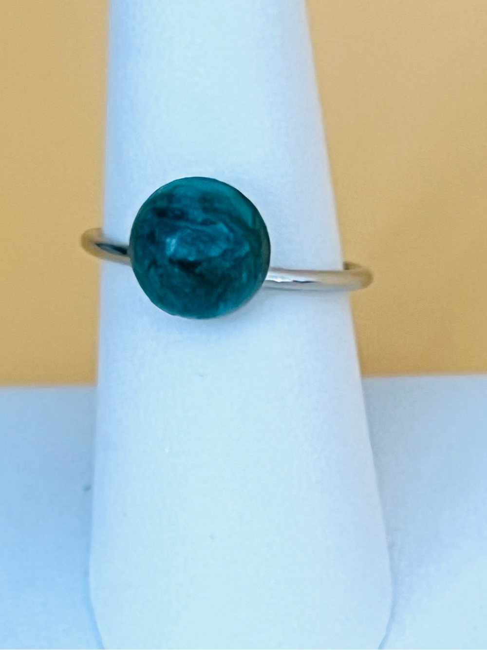 Round malachite adjustable stainless steel Ring
